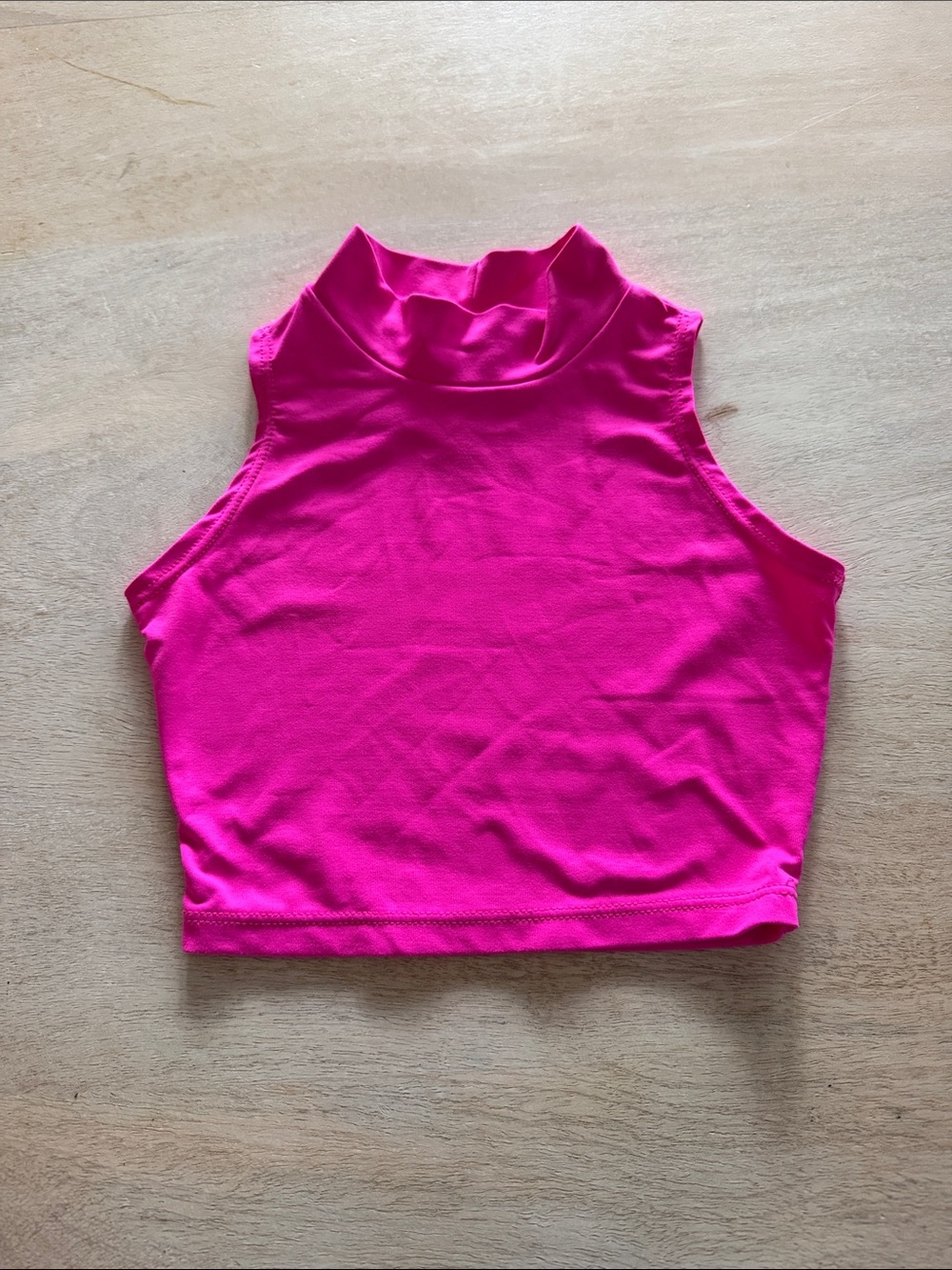 Hot Pink Mock Neck Crop Tank